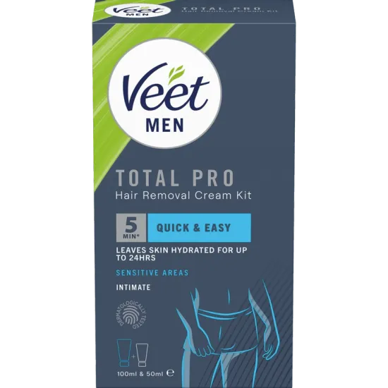 Veet Men Total Pro Hårfjerningskremsett for Menn for Intimområdet 150 ml