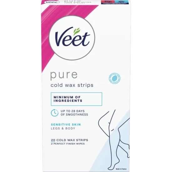 Veet Pure Cold Wax Strips Ben & Kropp Sensitiv Hud 20 stk