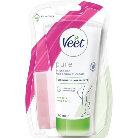 Veet Pure Hårfjerningskrem i Badet Ben & Kropp Tørr hud 150 ml