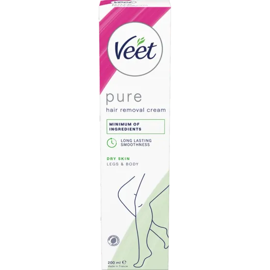 Veet Pure Hårfjerningkrem Ben & Kropp Tørr hud 200 ml
