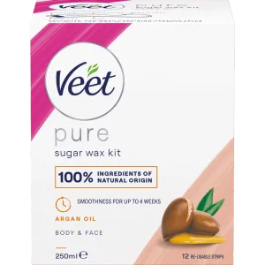 Veet Pure Sugar Wax Kit med Arganolje Kropp & Ansikt 250 ml
