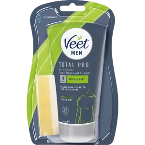 Veet Men Total Pro Hårfjerningskrem for Menn i Badet Ben & Kropp 150 ml