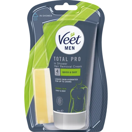 Veet Men Total Pro Hårfjerningskrem for Menn i Badet Ben & Kropp 150 ml